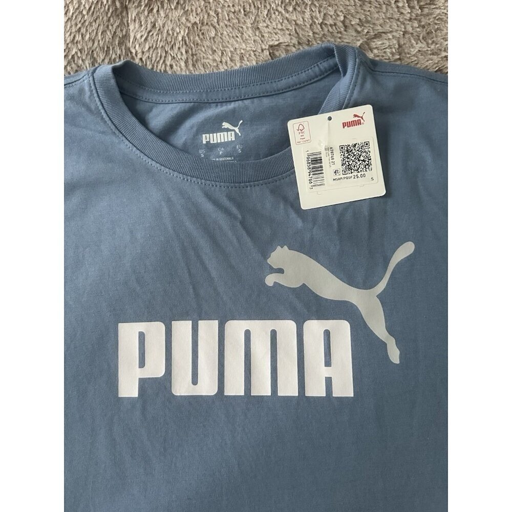 Puma Essential Logo Crew Neck Short Sleeve T-Shirt Women’s Blue Size S New - Picture 5 of 11